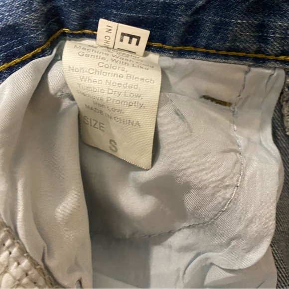 S/4 high waist/ high rise Ripped Roll Hem Mom Jeans distressed denim - Picture 4 of 4